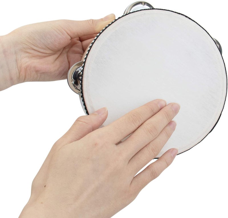 AUEAR , Double Row Jingles Handheld Tambourine Creative Wooden Drum for Adults Percussion Musical Educational Church (1-Pack, 6 Inch) - Image 4