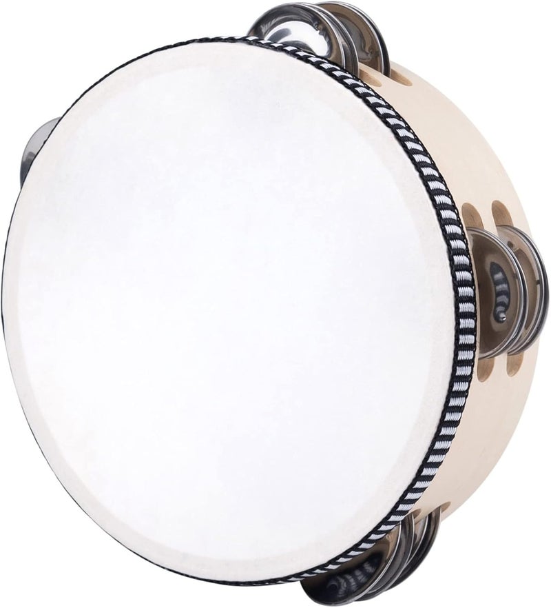 AUEAR , Double Row Jingles Handheld Tambourine Creative Wooden Drum for Adults Percussion Musical Educational Church (1-Pack, 6 Inch) - Image 1