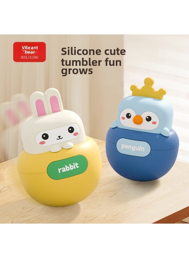 كوب سيليكون من Chenghai Toy Stall يمكن أن يعض الأطفال من سن 9 أشهر هدية تعليمية صغيرة للبيع بالجملة - اللون: Penguin Silicone Tumbler 【صندوق ملون باللغة الإنجليزية】 - Image 2