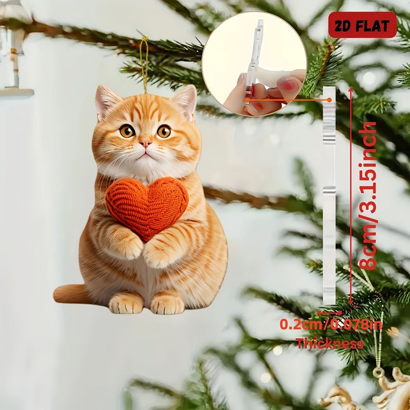 Double Sided Cute Orange Cat Faux Fur Pendant Charm For Backpack Key Gift - Image 4