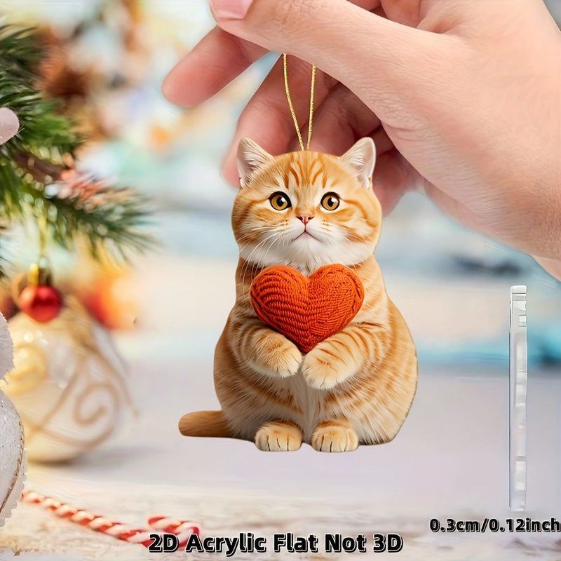 Double Sided Cute Orange Cat Faux Fur Pendant Charm For Backpack Key Gift - Image 2