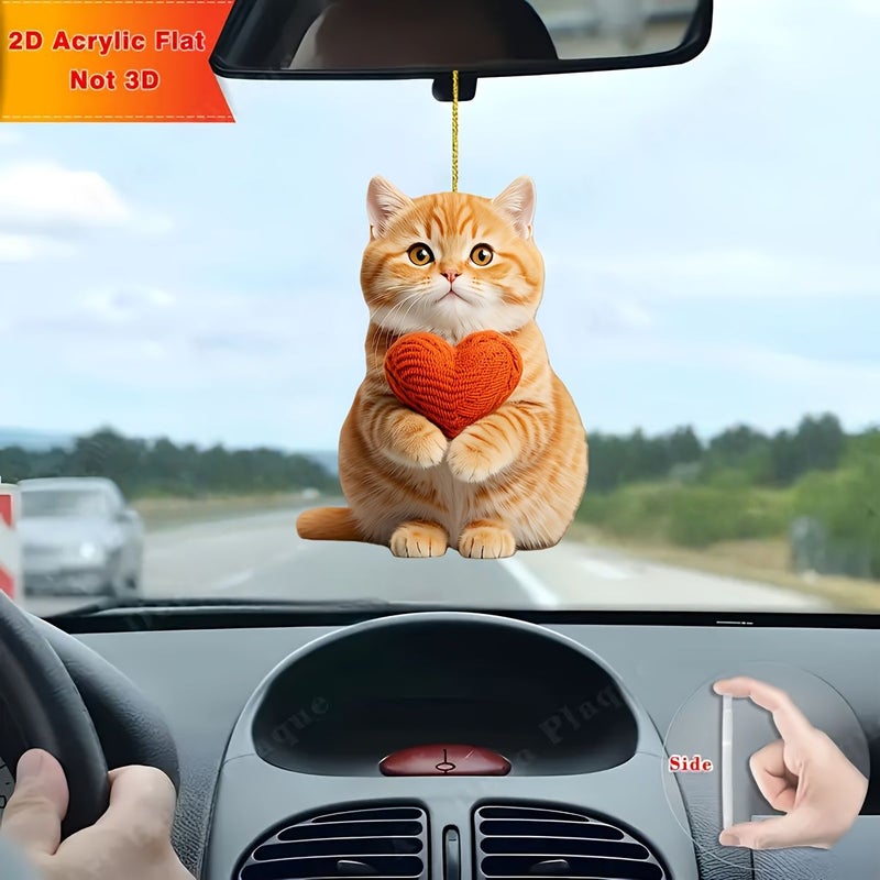 Double Sided Cute Orange Cat Faux Fur Pendant Charm For Backpack Key Gift - Image 3