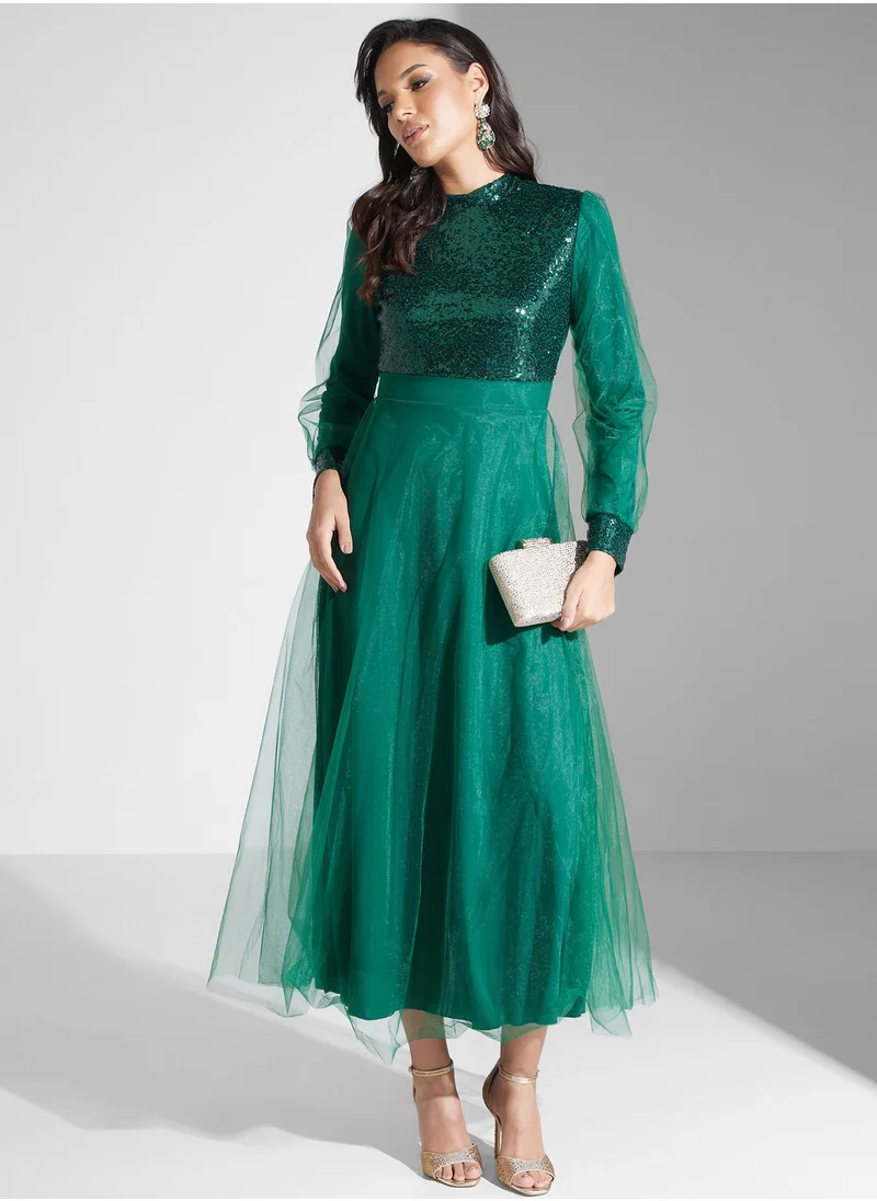 Khizana Embellished Detail Tulle Dress