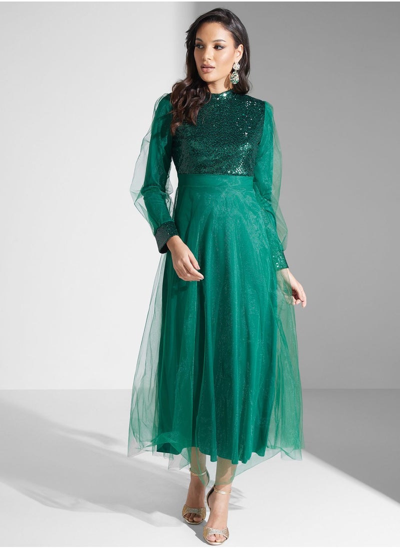 Khizana Embellished Detail Tulle Dress  - Image 4