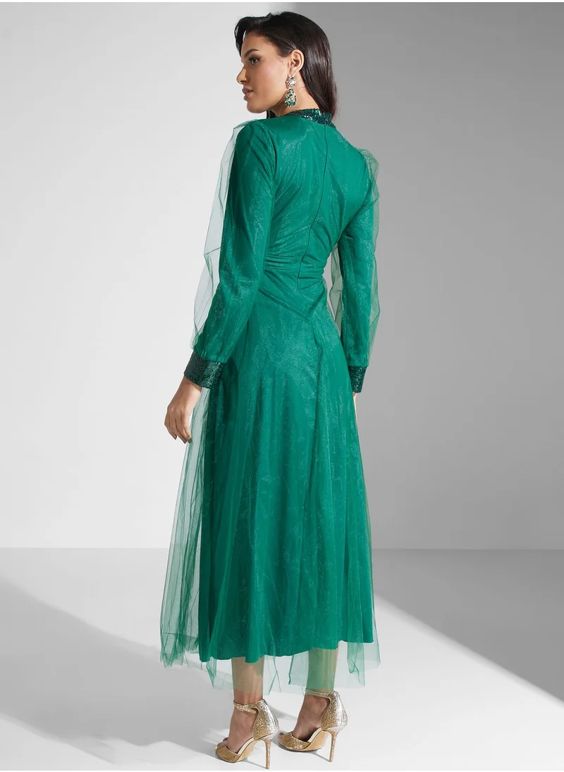 Khizana Embellished Detail Tulle Dress