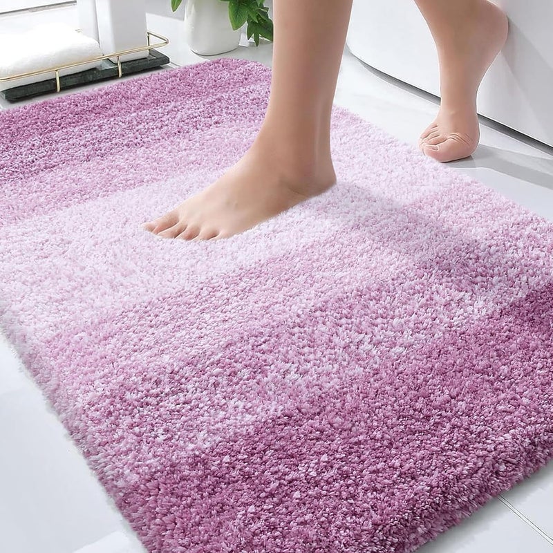 OLANLY Bathroom Rug Mat 36x24, Extra Soft and Absorbent Microfiber Bath Rugs, Non-Slip Plush Shaggy Bath Carpet, Machine Wash Dry, Bath Mats for Bathroom Floor, Tub and Shower, Pinkish-Purple - Image 1