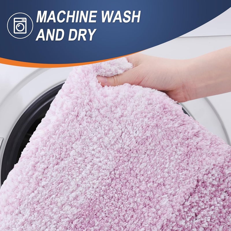 OLANLY Bathroom Rug Mat 36x24, Extra Soft and Absorbent Microfiber Bath Rugs, Non-Slip Plush Shaggy Bath Carpet, Machine Wash Dry, Bath Mats for Bathroom Floor, Tub and Shower, Pinkish-Purple - Image 5
