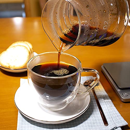 Baskety Cappuccino Glass Mugs 200ml – Clear Double Wall Insulated Coffee & Espresso Cups with Handles for Hot Beverages, Stylish Glass Mugs,(Pack of 2) - Image 4