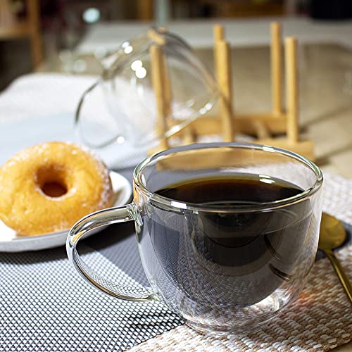 Baskety Cappuccino Glass Mugs 200ml – Clear Double Wall Insulated Coffee & Espresso Cups with Handles for Hot Beverages, Stylish Glass Mugs,(Pack of 2) - Image 5