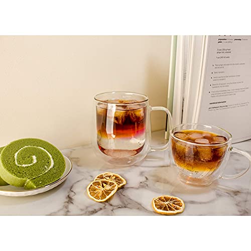 Baskety Cappuccino Glass Mugs 200ml – Clear Double Wall Insulated Coffee & Espresso Cups with Handles for Hot Beverages, Stylish Glass Mugs,(Pack of 2) - Image 3