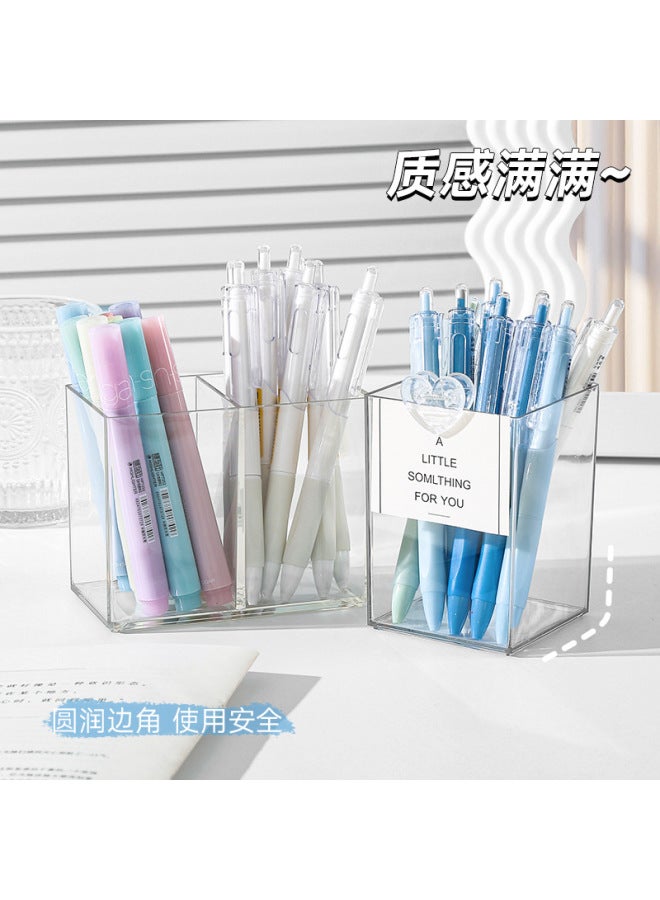 Autonomy Acrylic Pen Holder Transparent Student Pen Box Makeup Brush Desktop Storage Box High-grade Light Luxury Simple Style Pen Holder - Image 2