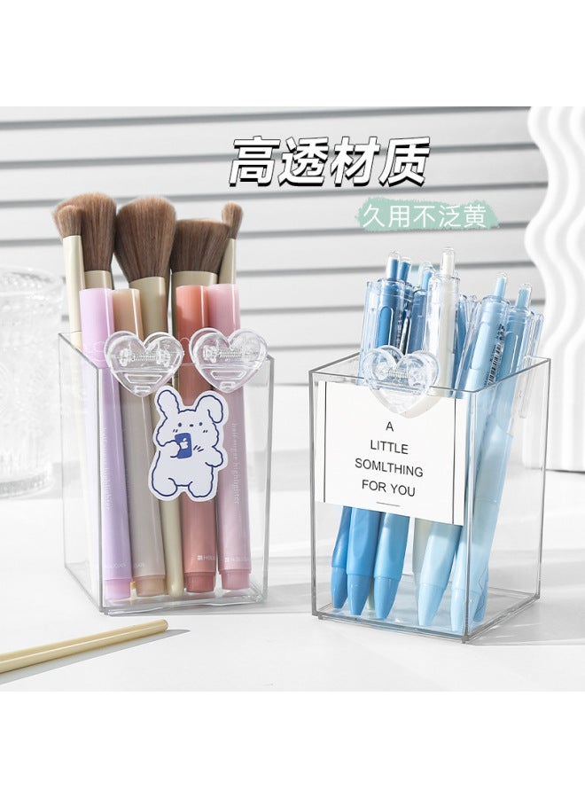 Autonomy Acrylic Pen Holder Transparent Student Pen Box Makeup Brush Desktop Storage Box High-grade Light Luxury Simple Style Pen Holder - Image 3
