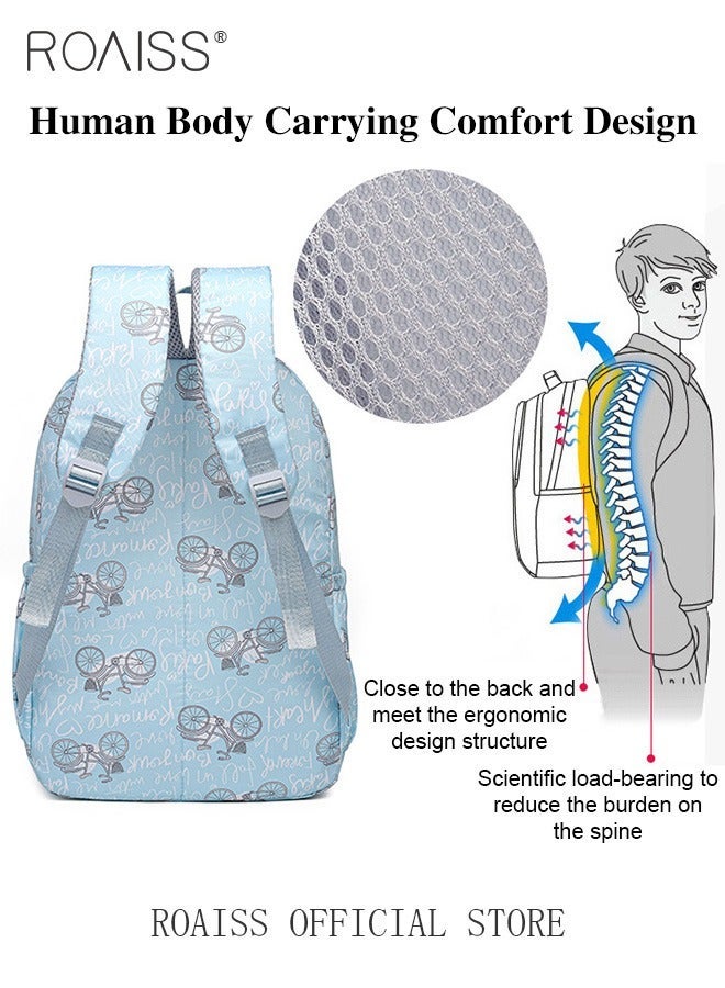 roaiss 3PCS Stylish Printed Backpack Set with Crossbody Bag and Pencil Case, Large Capacity Schoolbag with Adjustable Straps, Multifunctional Multi-pocket Bookbag for Students, Suitable for School, Excursion or Any Outdoor Activities - Image 5