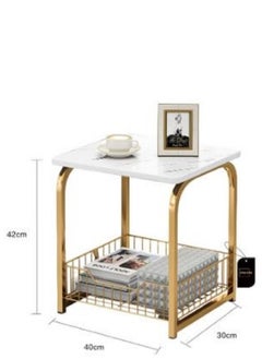 AGD Coffee Table Set, 2 Pieces, Side Table with Bottom Storage Basket, Modern Marble Design for Living Room  - Image 2