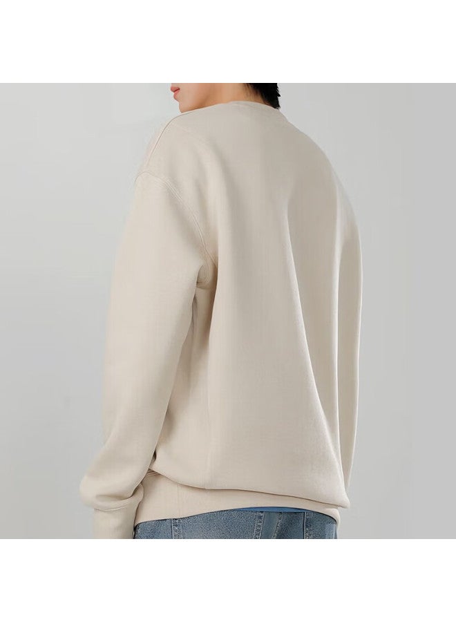 Markless Men's Autumn Winter Sweatshirt Round Neck Five-layer Air Cotton Long Sleeve Base Wyb2441m Milk Tea Apricot L - Image 2