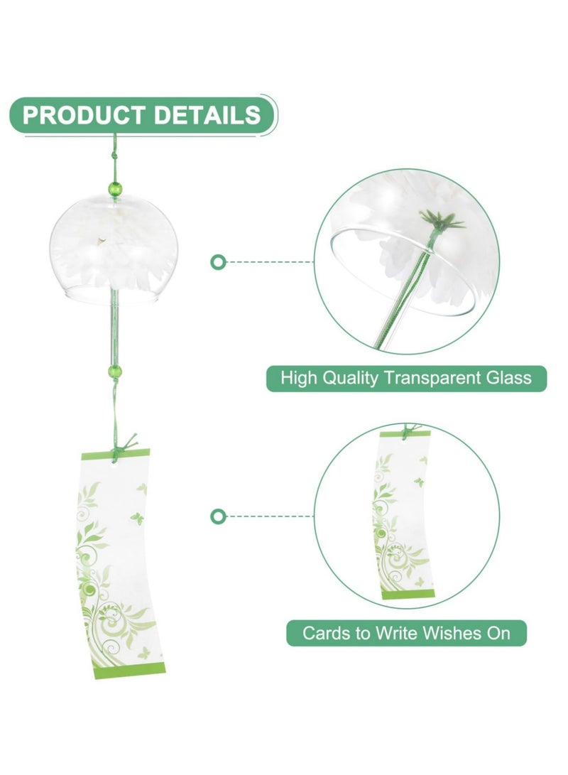 بي إس أجراس الرياح اليابانية، أجراس الرياح الزجاجية الملونة مع ملصق جرس يدوي الصنع لديكور الفناء الخارجي للحديقة المنزلية (زهرة) - Image 3