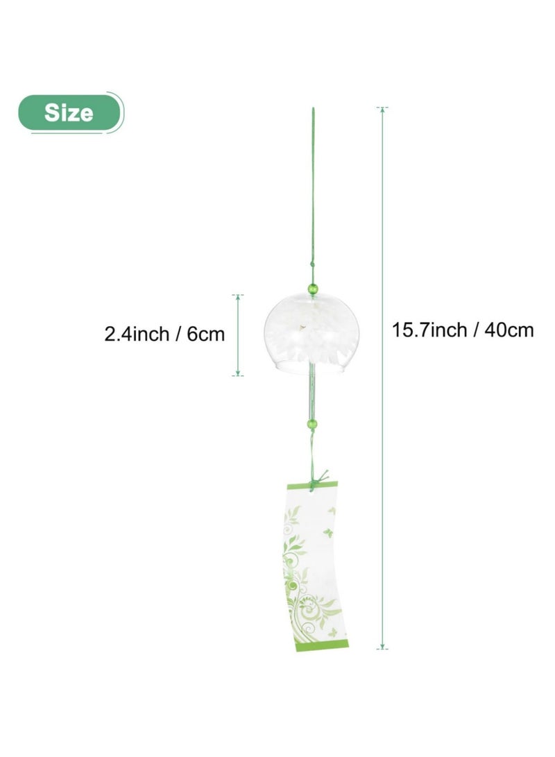 بي إس أجراس الرياح اليابانية، أجراس الرياح الزجاجية الملونة مع ملصق جرس يدوي الصنع لديكور الفناء الخارجي للحديقة المنزلية (زهرة) - Image 2