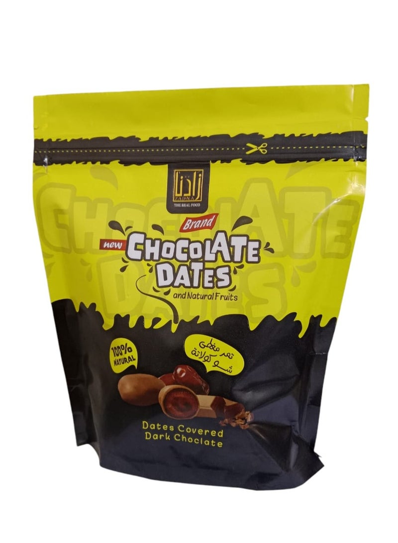 bag of dates stuffed with nuts and covered with brown chocolate 250g