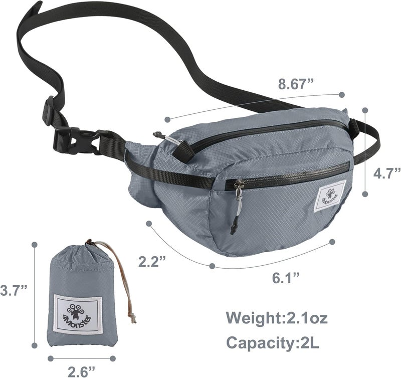 4Monster Hiking Waist Packs Portable,Water Resistant Fanny Bag with Adjustable Strap,Lightweight Crossbody Chest Bag Slim Bag - Image 3