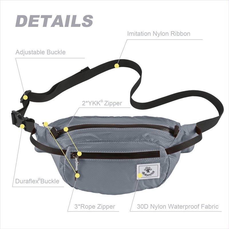 4Monster Hiking Waist Packs Portable,Water Resistant Fanny Bag with Adjustable Strap,Lightweight Crossbody Chest Bag Slim Bag - Image 2