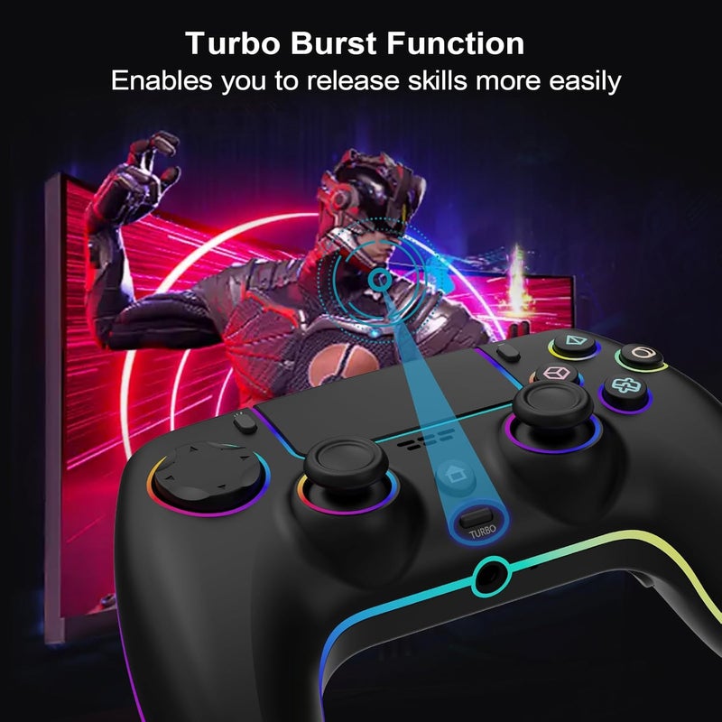 JUNHUAN Wireless Controller for PS5 Pro/PlayStation-5/PC/Mac with Hall Effect joystick trigger/Back Paddles/Cool RGB/Motion Sensor/TURBO/3.5mm Audio Jack - Built-in Speakers Support P-S5 Console Audio - Image 3