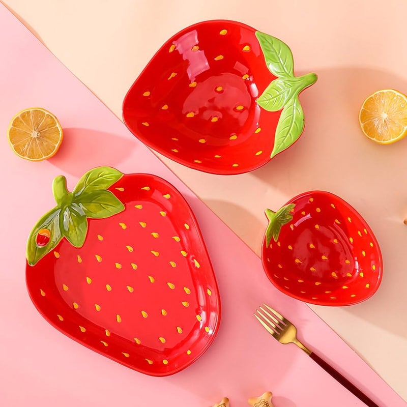 WAIT FLY Creative Fruit Shaped Ceramic Dinner and Dessert Plate  Strawberry  1 PCS - Image 4