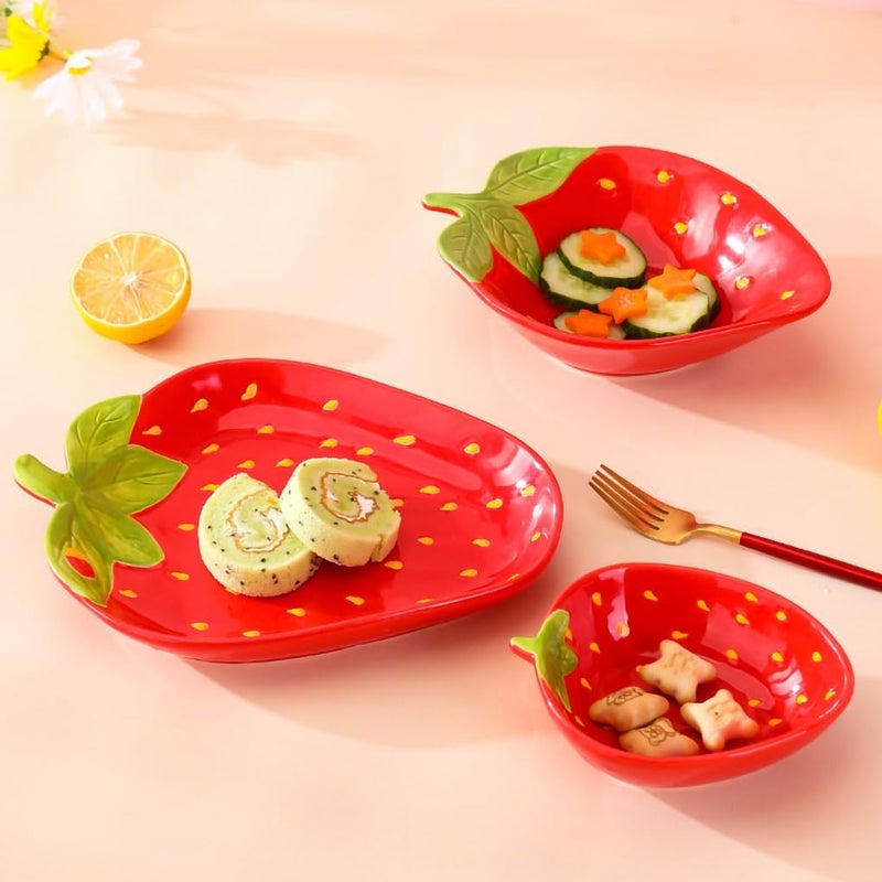 WAIT FLY Creative Fruit Shaped Ceramic Dinner and Dessert Plate  Strawberry  1 PCS - Image 5