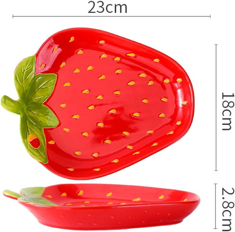 WAIT FLY Creative Fruit Shaped Ceramic Dinner and Dessert Plate  Strawberry  1 PCS - Image 2