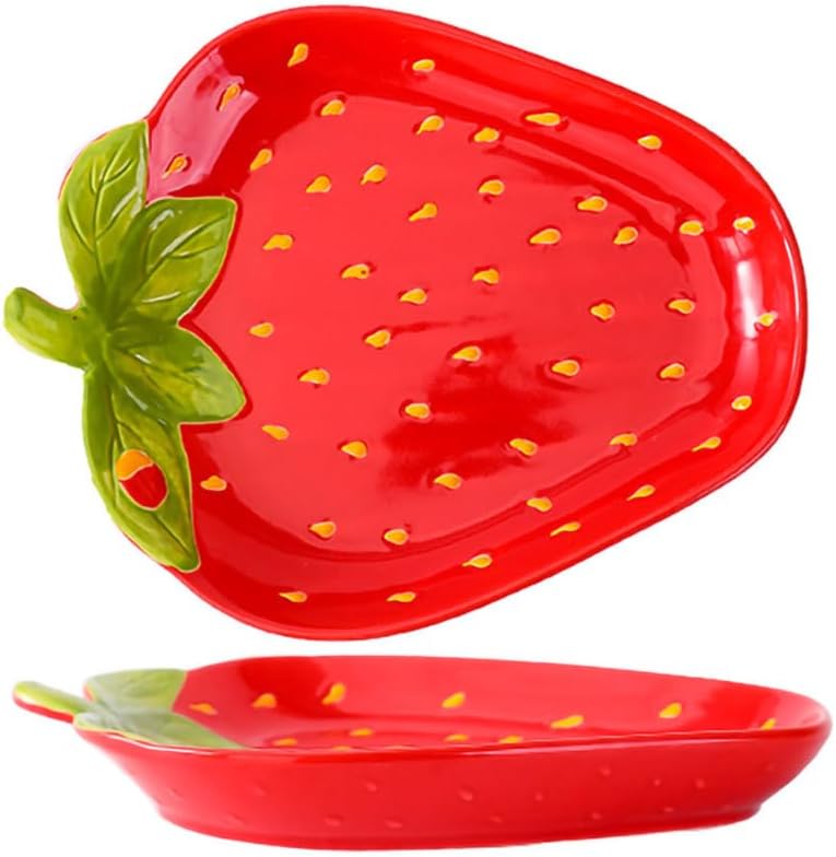 WAIT FLY Creative Fruit Shaped Ceramic Dinner and Dessert Plate  Strawberry  1 PCS - Image 1