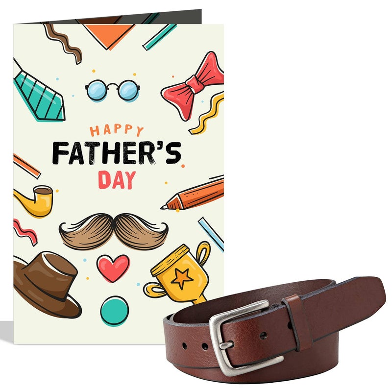 GIFT MY PASSION GIFT MY PASSION Happy Fathers Day Greeting Card with Brown Belt for Mens Hamper