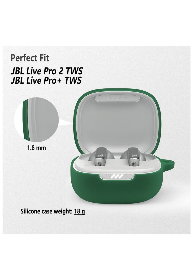 Generic - Silicone Case Compatible with JBL Live Pro 2 TWS Protective Cover with Carabiner (Emerald Green) - Image 1