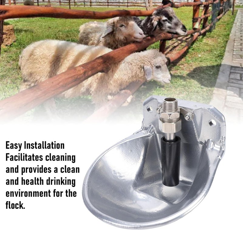 HEEPDD Dog Water Bowl Dispenser, Automatic Livestock Waterer Stainless Steel Cow Drinking Water Bowl with Float Valve Farm Livestock Animals Tool for Dogs Cattle Sheep - Image 2