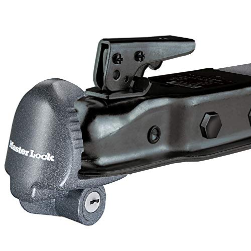 Master Lock Black Universal Size Trailer Hitch Lock, Trailer Coupler Lock for Securing RV’s, Horse Trailers, Tool Trailers and More, 379ATPY - Image 2