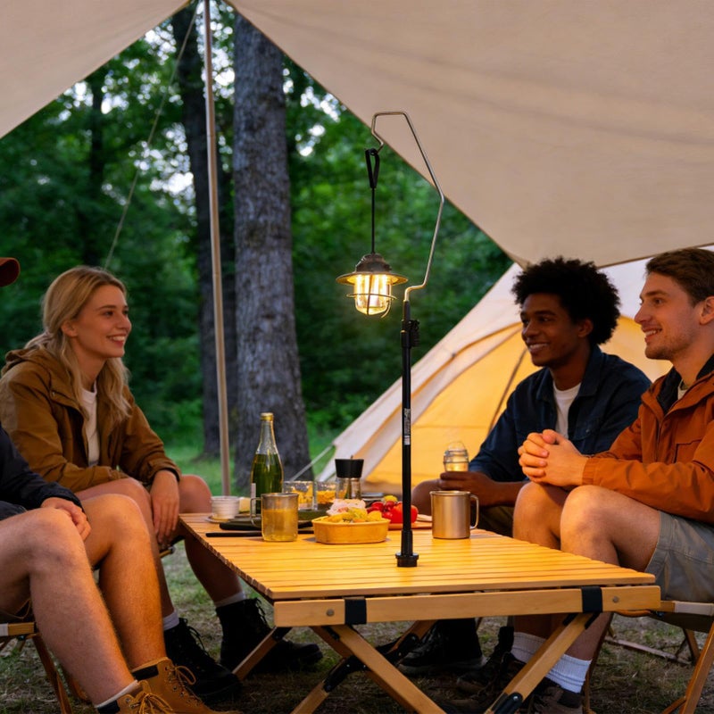 حامل فانوس دوار قابل للتعديل 113 سم عمود ضوئي قابل للطي محمول للتخييم والمشي لمسافات طويلة وصيد الأسماك - Image 3