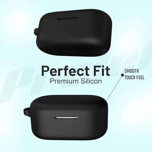 CERLINK OnePlus Nord Buds 2r Case Cover, Soft Silicone Skin Case Cover Shock-Absorbing Protective Case with Keychain - Pack of 1 (Black) - Image 3