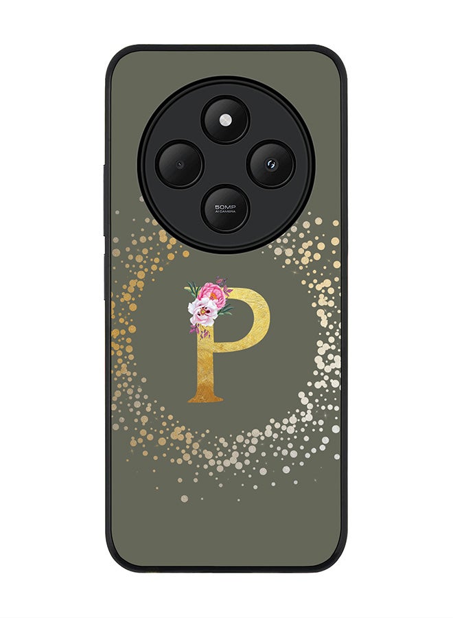 Stylizedd For Xiaomi Redmi 14C / 14R Case,Slim fit Camera Protection, Shockproof Thin Phone cover - Custom Monogram Floral - P (Olive Green ) - Image 1