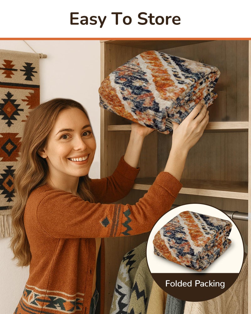 BESTSWEETIE Area Rug 6x9 Rug Machine Washable Non-Slip Low Pile Print Pattern Western Rug Fall Rug for Living Room Bedroom Entryway Tribal Series -Orange/Brown - Image 5