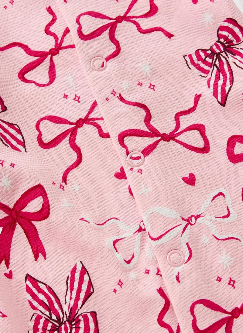 ماتلان بدلة نوم وردية بفيونكة للأطفال