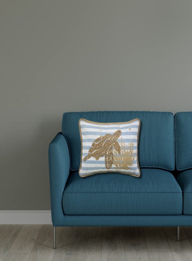 Comfy Hour Ocean Sea Turtle Coral Coastal Accent Throw Pillow Cushion, Gift for Marine Animal Lovers, Polyester - Image 2