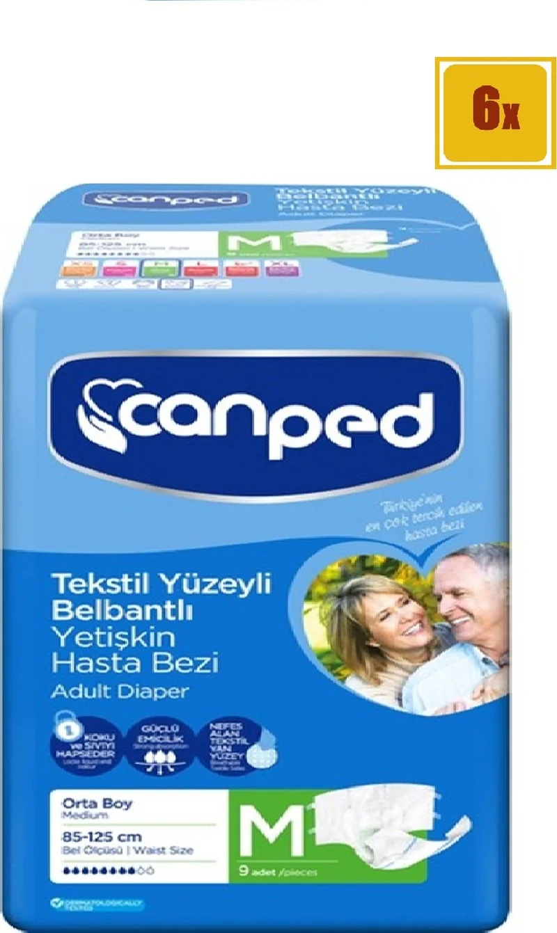 كانبد  Patient Diapers with Waistband Medium Size Set of 9 and 6