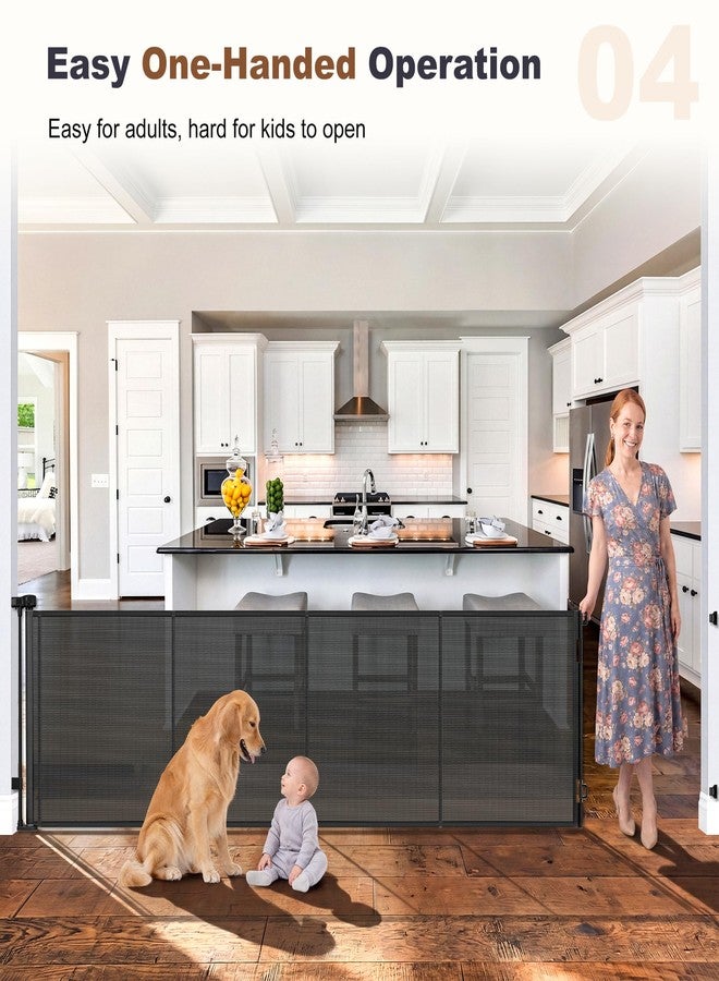 GRENFU Reinforced 120 Inch Wide Retractable Baby Gates, Long Dog Gate Retractable Gate with Support Rods to Prevent Crawling Through, 10 FT Extra Wide Retractable Dog Gate for Indoor/Outdoor, Black - Image 5