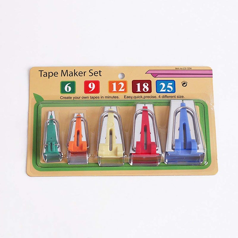 YICBOR Bias Tape Maker Set 6MM/9MM/12MM/18MM/25MM 5 Sizes DIY Quilting Tools Kit - Image 1