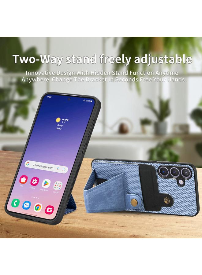 S-TOP Case For Samsung Galaxy S24+ 5G Carbon Fiber Wallet Flip Card K-shaped Holder Phone Case - Image 4
