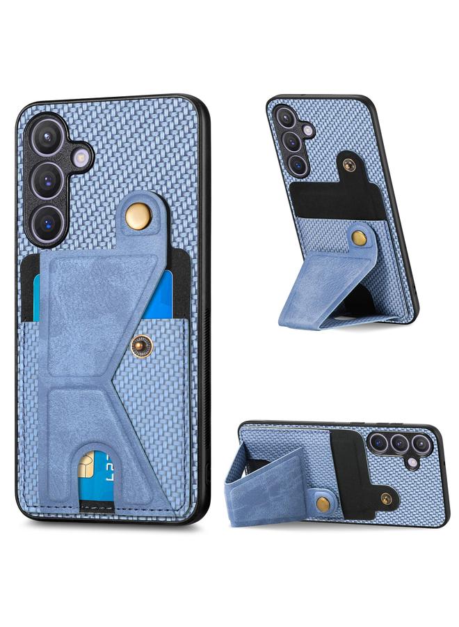 S-TOP Case For Samsung Galaxy S24+ 5G Carbon Fiber Wallet Flip Card K-shaped Holder Phone Case - Image 1