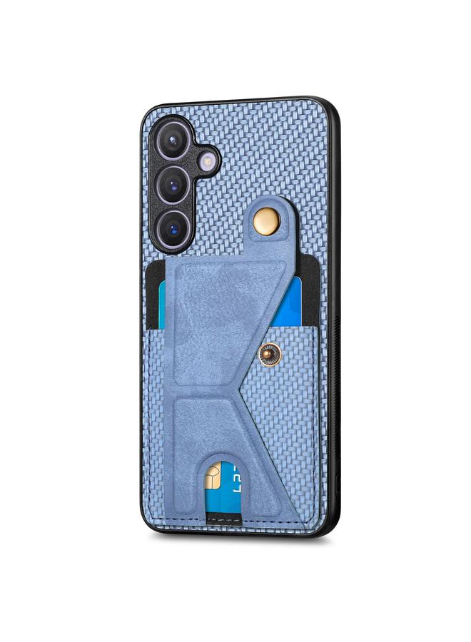 S-TOP Case For Samsung Galaxy S24+ 5G Carbon Fiber Wallet Flip Card K-shaped Holder Phone Case - Image 2