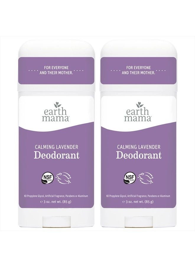 Earth Mama - Calming Lavender Deodorant | Safe for Sensitive Skin, Pregnancy and Breastfeeding, Contains Organic Lavender, Calendula and Coconut Oil with No Fragrance Chemicals, 3-Ounce (2-Pack) - Image 1