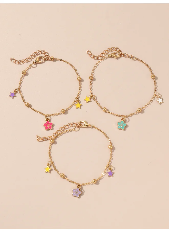 Take Two Take Two Set of 3 -  Flower and Star Pendant Bracelet