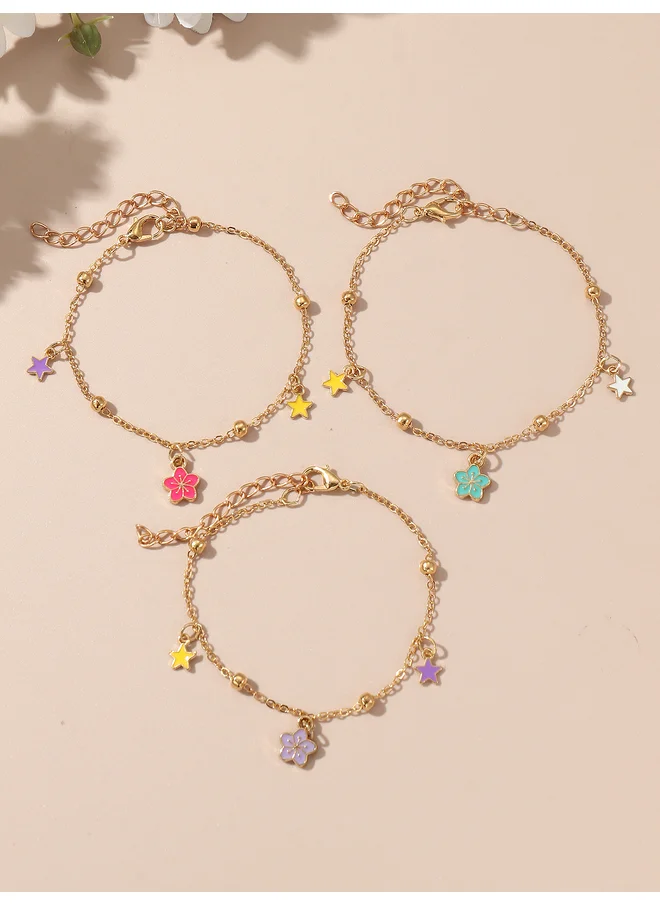 Take Two Take Two Set of 3 -  Flower and Star Pendant Bracelet