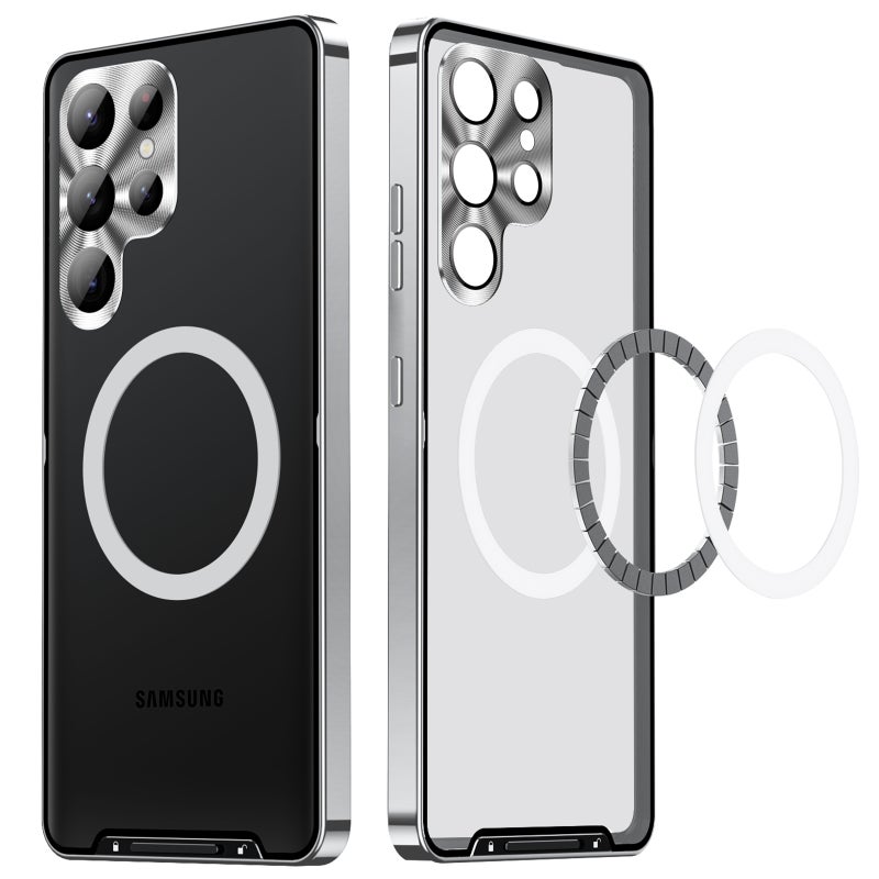 HuHa Protective Cover For Samsung Galaxy S24 Ultra 5G MagSafe Magnetic Frosted Metal Phone Case(Silver) - Image 2