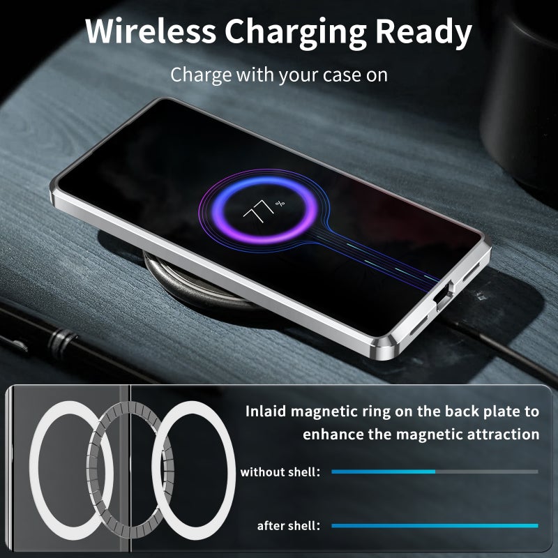 HuHa Protective Cover For Samsung Galaxy S24 Ultra 5G MagSafe Magnetic Frosted Metal Phone Case(Silver) - Image 4